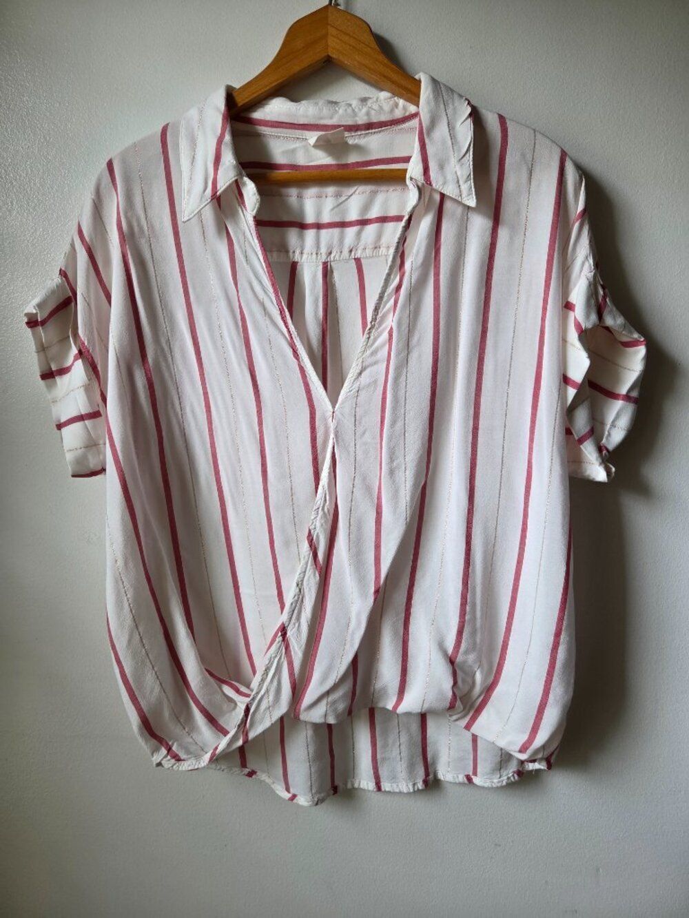 EUC BY TOGETHER STRIPED SURPLICE CUFFED SLEEVES TOP SIZE M
